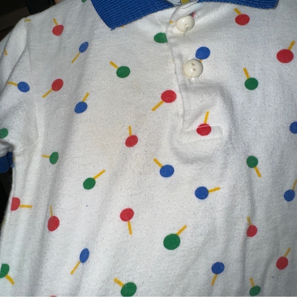 80s Vintage Florence Eiseman baby boy set polo shorts appliqué embroidery sucker - Picture 6 of 8